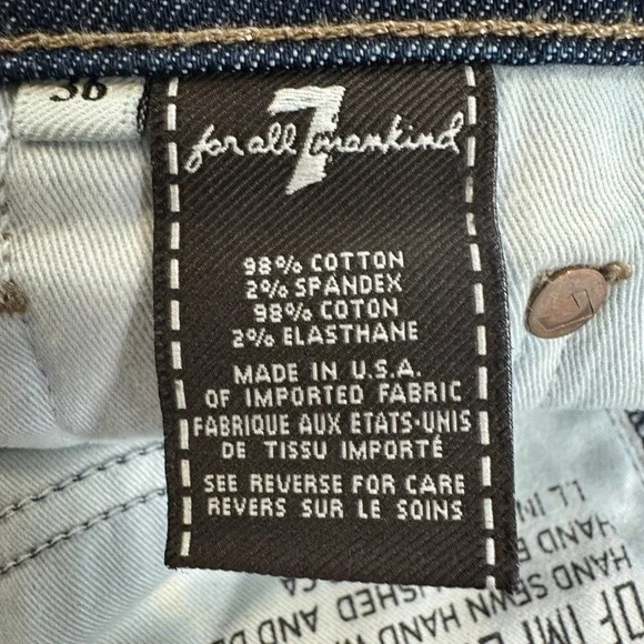 7 For All Mankind Standard Mens Straight Jeans 36 Distressed Dark Wash‎ Stretch